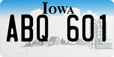 IA license plate ABQ601