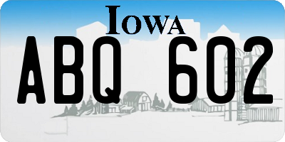 IA license plate ABQ602