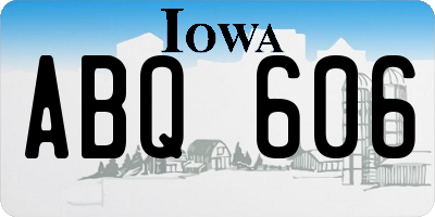 IA license plate ABQ606