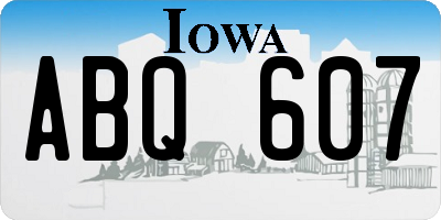 IA license plate ABQ607