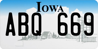IA license plate ABQ669