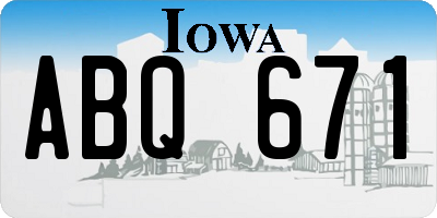 IA license plate ABQ671