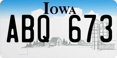 IA license plate ABQ673