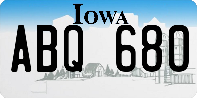 IA license plate ABQ680