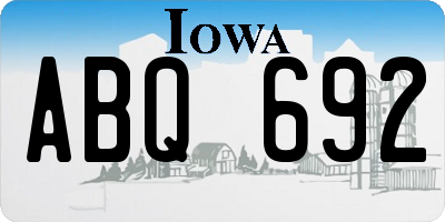 IA license plate ABQ692