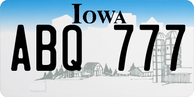 IA license plate ABQ777
