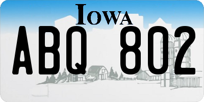 IA license plate ABQ802