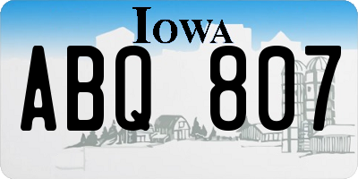 IA license plate ABQ807