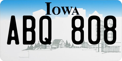 IA license plate ABQ808