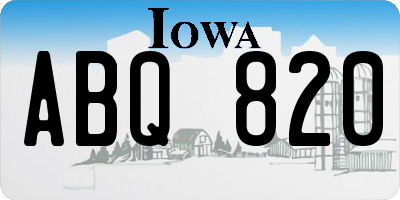 IA license plate ABQ820