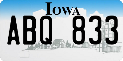 IA license plate ABQ833