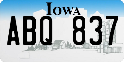 IA license plate ABQ837