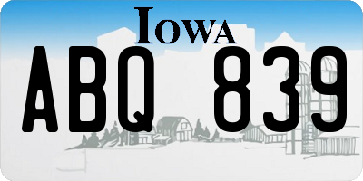 IA license plate ABQ839