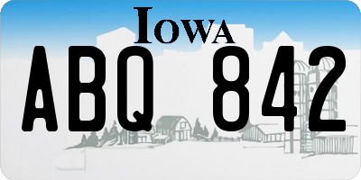 IA license plate ABQ842