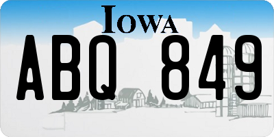 IA license plate ABQ849