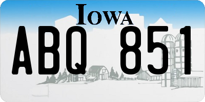 IA license plate ABQ851