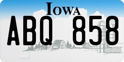 IA license plate ABQ858