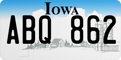 IA license plate ABQ862