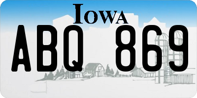 IA license plate ABQ869
