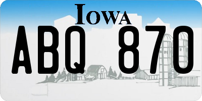 IA license plate ABQ870