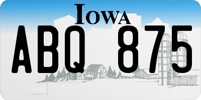 IA license plate ABQ875