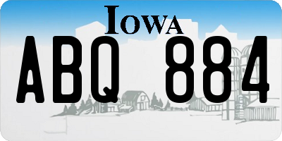 IA license plate ABQ884
