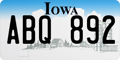 IA license plate ABQ892