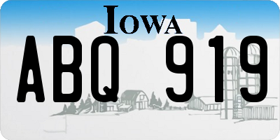 IA license plate ABQ919