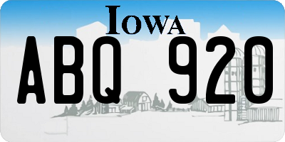 IA license plate ABQ920
