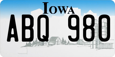 IA license plate ABQ980