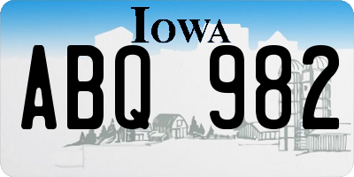 IA license plate ABQ982