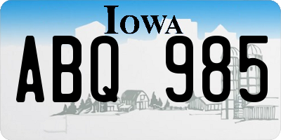 IA license plate ABQ985