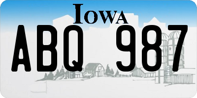 IA license plate ABQ987