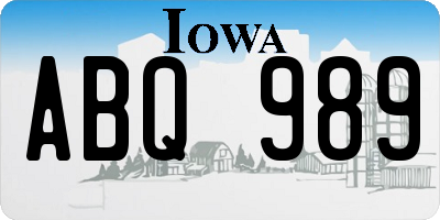 IA license plate ABQ989