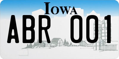 IA license plate ABR001
