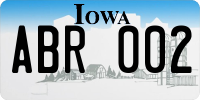 IA license plate ABR002