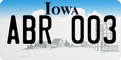 IA license plate ABR003