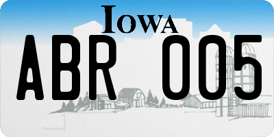 IA license plate ABR005