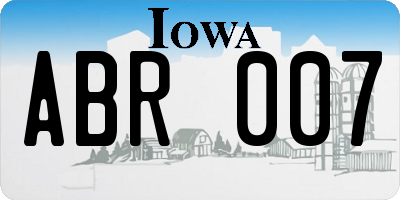 IA license plate ABR007