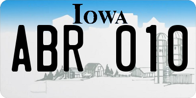 IA license plate ABR010