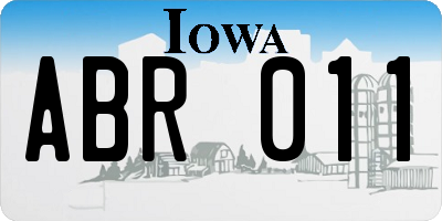 IA license plate ABR011