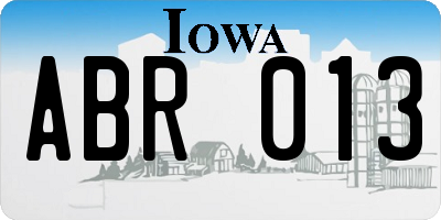 IA license plate ABR013