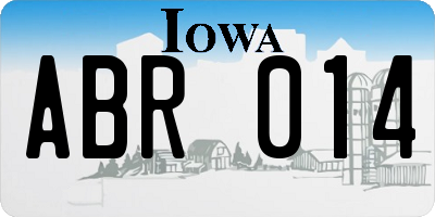 IA license plate ABR014