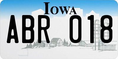 IA license plate ABR018