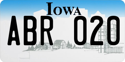 IA license plate ABR020