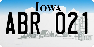 IA license plate ABR021