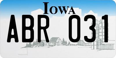 IA license plate ABR031