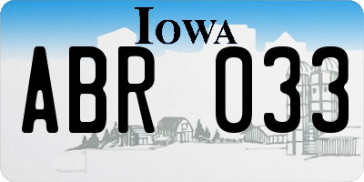 IA license plate ABR033