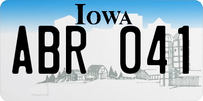 IA license plate ABR041