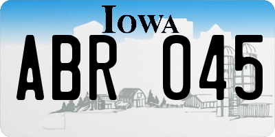 IA license plate ABR045